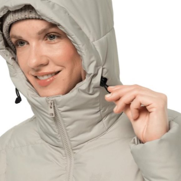 NWT Jack Wolfskin Long Puffer Coat, Light Grey Taupe, Size XS - Picture 8 of 16